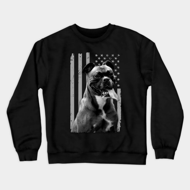 Dynamic Duo Fashionable American Flag the Boxer Dog Bond Crewneck Sweatshirt by Crazy Frog GREEN